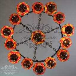 15 Ball Turkish Sultan Mosaic Chandelier Multi-Color