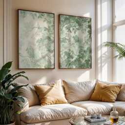 Set Of 2 Green Botanical Prints - Toile-Inspired Leaf Wall Art Vintage Style Nature For Bedroom Or Living Room - thumbnail 3