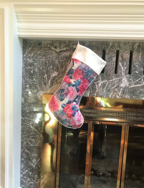 Handmade Floral Satin Brocade Christmas Stocking Made in Usa - image 1