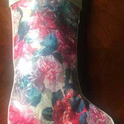 Handmade Floral Satin Brocade Christmas Stocking Made in Usa - thumbnail 3