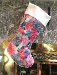 Handmade Floral Satin Brocade Christmas Stocking Made in Usa - thumbnail 2