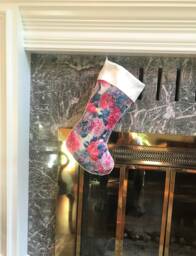 Handmade Floral Satin Brocade Christmas Stocking Made in Usa - thumbnail 1