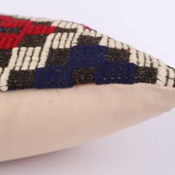 Handwoven Turkish Kilim Lumbar Pillow Bohemian Home Decor - 16x24 Inch - thumbnail 4