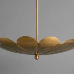 Mid Century Modern Handmade Flush Mount Fixture Brass Flower Chandelier Lotus Petal Ceiling Light Vintage Style Lighting - thumbnail 2
