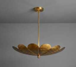Mid Century Modern Handmade Flush Mount Fixture Brass Flower Chandelier Lotus Petal Ceiling Light Vintage Style Lighting - thumbnail 1