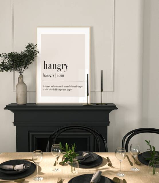 Hangry Noun Ampersand Poster, Quote Print, Retro Typography Minimalist Home Decor, Modern Slogan Wall Art, Office, Lounge, A2 A1 - image 1