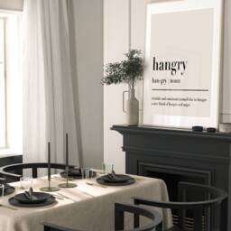 Hangry Noun Ampersand Poster, Quote Print, Retro Typography Minimalist Home Decor, Modern Slogan Wall Art, Office, Lounge, A2 A1 - thumbnail 2