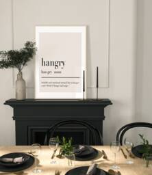 Hangry Noun Ampersand Poster, Quote Print, Retro Typography Minimalist Home Decor, Modern Slogan Wall Art, Office, Lounge, A2 A1 - thumbnail 1