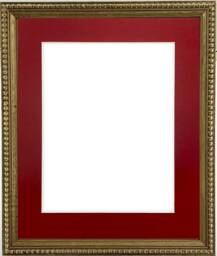 Crown Gold Photo Frame With Red Mount, Wooden Bobbin Distressed - thumbnail 1