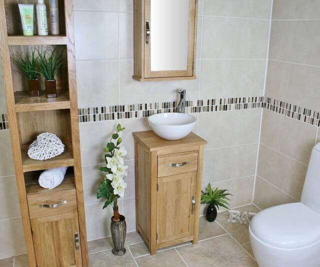 Handcrafted Solid Oak Bathroom Vanity Unit - Small Spaces - image 1