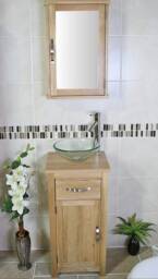 Handcrafted Solid Oak Bathroom Vanity Unit - Small Spaces - thumbnail 3