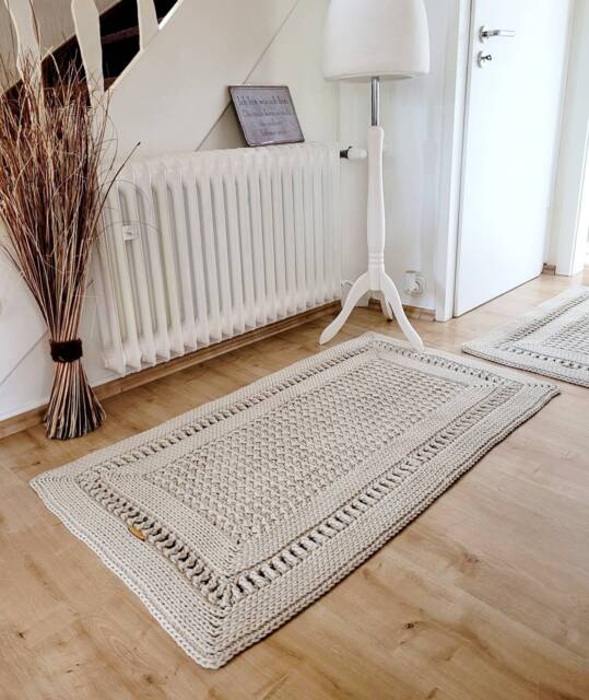 Rectangular Living Room Runner, Cotton Rug, Scandinavian Style, Vintage Handmade Hallway Children's Decor - image 1