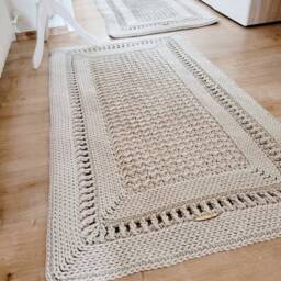 Rectangular Living Room Runner, Cotton Rug, Scandinavian Style, Vintage Handmade Hallway Children's Decor - thumbnail 2