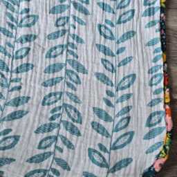 Baby Girl Gauze Minky Blanket Teal Floral Print Toddler Comfort Quilt - thumbnail 2