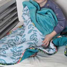 Baby Girl Gauze Minky Blanket Teal Floral Print Toddler Comfort Quilt - thumbnail 4