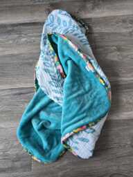 Baby Girl Gauze Minky Blanket Teal Floral Print Toddler Comfort Quilt