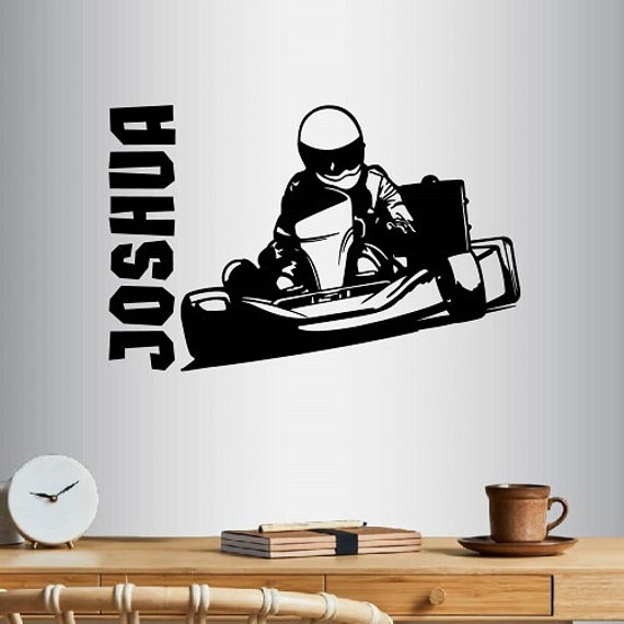 In-Style Decals Wall Vinyl Decal Home Decor Art Sticker Custom Name Guy Boy Man Go Kart Racing Racer Kids Room Removable Mural Design 1607 - image 1