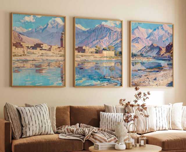 Set Of 3 Kabul Posters, Afghanistan Travel Prints, Art, Islamic Wall Muslim Gift, Afghan Decor - image 1