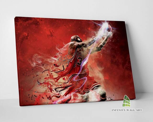 Michael Jordan Fire 23 Nba Canvas Art Wall Print Picture Sports Basketball Framed Home Decor -E259 - image 1