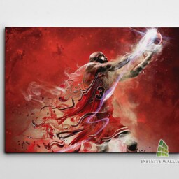 Michael Jordan Fire 23 Nba Canvas Art Wall Print Picture Sports Basketball Framed Home Decor -E259 - thumbnail 2