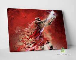 Michael Jordan Fire 23 Nba Canvas Art Wall Print Picture Sports Basketball Framed Home Decor -E259 - thumbnail 1