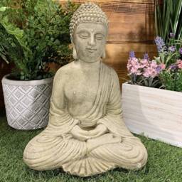 Stone Garden Natural Fancy Resting Buddha Statue Hand Cast Ornament - thumbnail 2