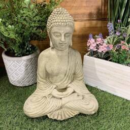 Stone Garden Natural Fancy Resting Buddha Statue Hand Cast Ornament - thumbnail 3