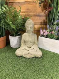 Stone Garden Natural Fancy Resting Buddha Statue Hand Cast Ornament - thumbnail 1
