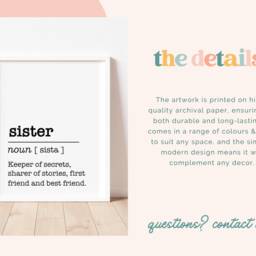 Sister Definition Print - Girl's Bedroom, Playroom Wall Art - thumbnail 3