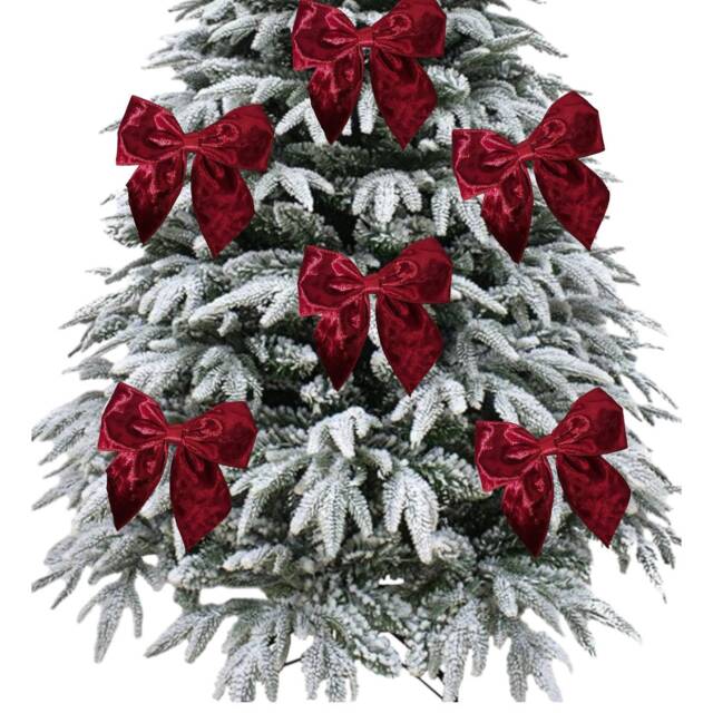 Luxurious Limited Edition Red Velvet Tie On Christmas Tree Bows 5.5 Inches Wide 1/3 Or 6 Packs - image 1