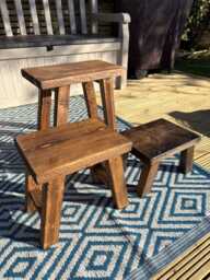 Rustic Milking Stool/ Handmade Stool/Wooden Vintage Farmhouse Small Bathroom - thumbnail 1