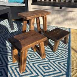 Rustic Milking Stool/ Handmade Stool/Wooden Vintage Farmhouse Small Bathroom - thumbnail 2