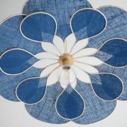 Flower Pendant Light in Linen, Rattan & Wood - Handmade Floral Ceiling Lamp Japandi Wabi Sabi Lighting Organic Modern Decor - thumbnail 3