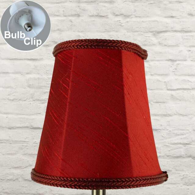 Ruby Red Empire Chandelier Shade, Faux Silk Candle Clip Lampshade, Wall Light Handmade - image 1