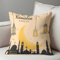 Ramadan Kareem Cushion Cover, Islamic Lantern Moon Pillowcase, Eid Mubarak Sofa Case, Festive Home Decor - thumbnail 4