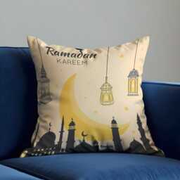 Ramadan Kareem Cushion Cover, Islamic Lantern Moon Pillowcase, Eid Mubarak Sofa Case, Festive Home Decor - thumbnail 3