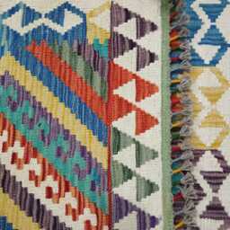 Multicolour Rug, Handmade Artisan Afghan Turkish Scandinavian Navajo Bohemian Flatweave Wool Kilim 153x102 cm - thumbnail 3