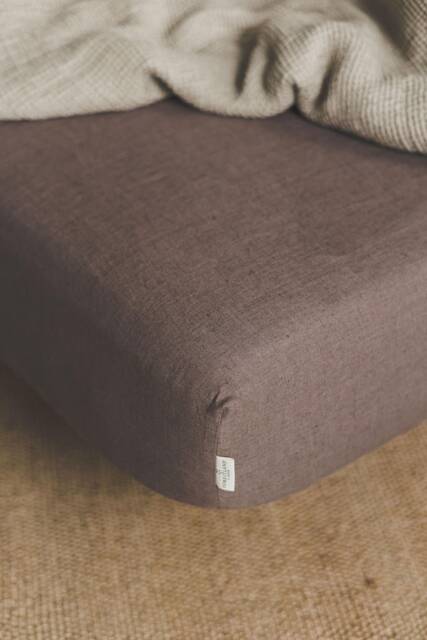 Cocoa Brown Linen Fitted Sheet - 100% Natural Bedding, Soft, Breathable & Durable, Deep Pocket For Cozy Sleep - image 1