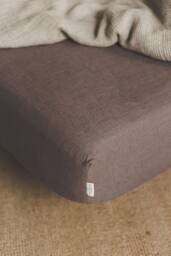 Cocoa Brown Linen Fitted Sheet - 100% Natural Bedding, Soft, Breathable & Durable, Deep Pocket For Cozy Sleep