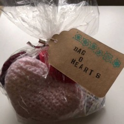 Crocheted Bag Of Small Stuffed Hearts Bowl Filler Pillow Tucks - thumbnail 2