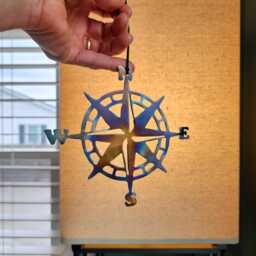 Compass Metal Art Ornament - Custom Christmas Tree Decoration Keepsake Gift Handmade in Usa - thumbnail 3