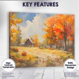 Vibrant Autumn Pumpkin Patch Rustic Farmhouse Watercolour Canvas Wall Art Print Decor Picture Ready To Hang - thumbnail 1