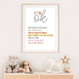 Its Ok Not To Be Print, Positive Affirmation Prints, Girls Bedroom Wall Art, Decor, Self Care Kids - thumbnail 3