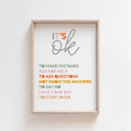 Its Ok Not To Be Print, Positive Affirmation Prints, Girls Bedroom Wall Art, Decor, Self Care Kids - thumbnail 2