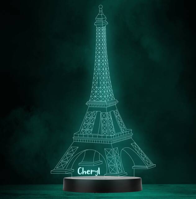 Eiffel Tower Paris Personalised Gift Colour Changing Led Lamp Night Light - image 1