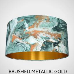 Marble Fabric Lampshade With Gold Lining, 20cm To 50cm Diameter For Standard Lamp Or Ceiling, Handmade By Vivid Shades