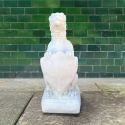 Concrete Gargoyle With Shield Statue Stone Gothic Sculpture Cement Guardian Figurine Outdoor Garden Decor Handmade Dark Art Ornament Gift - thumbnail 4