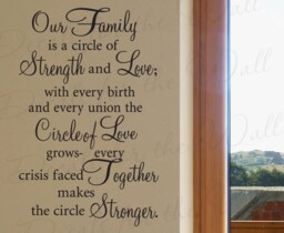 Our Family A Circle Strength & Love Home Vinyl Quote Design Art Wall Lettering Decal Saying Decoration Sticker Decor F74 - thumbnail 1
