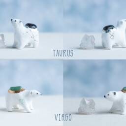 Zodiac Polar Bear Figurine Healing Crystal, Constellation Decor - thumbnail 4