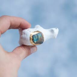 Zodiac Polar Bear Figurine Healing Crystal, Constellation Decor - thumbnail 3